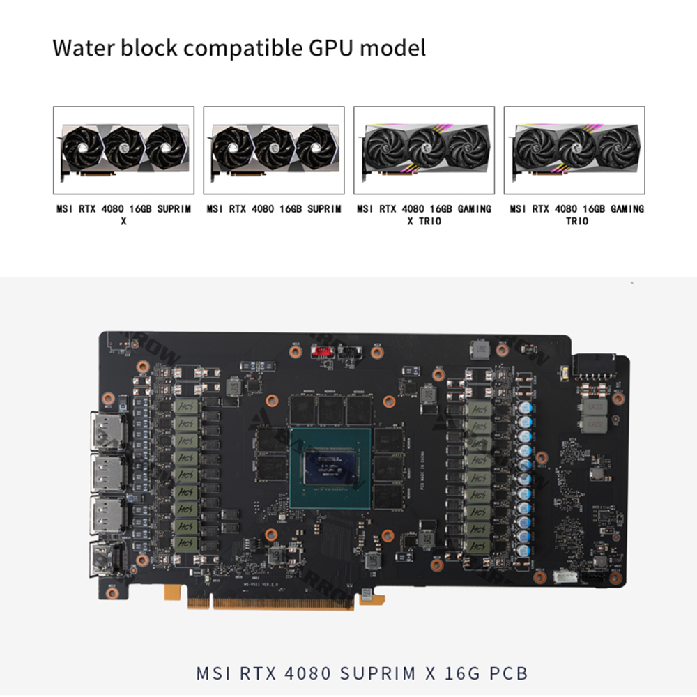 BARROW BS-MSG4080M-PA Water Bl - Rtx 4080 Water Cooling Block recension och pris